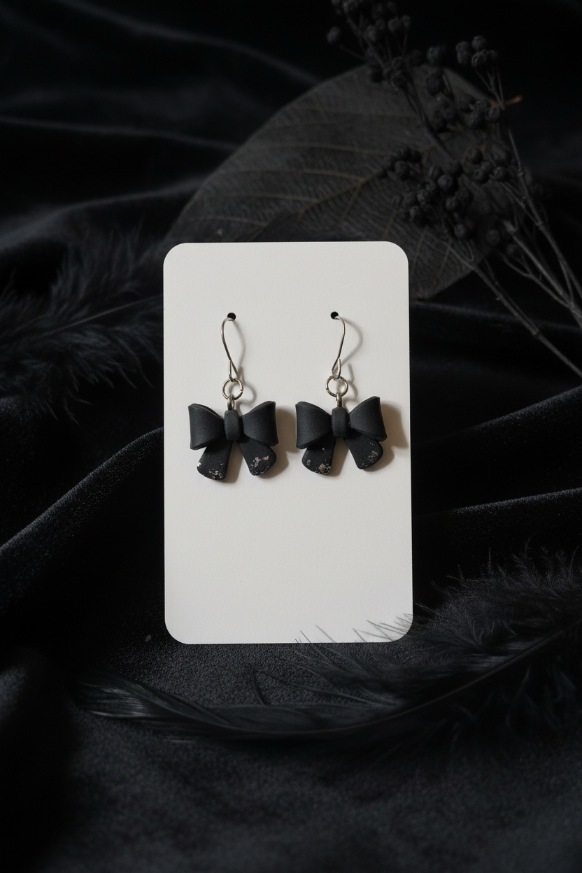 Black Bow Earrings — Grounded Dark Boho