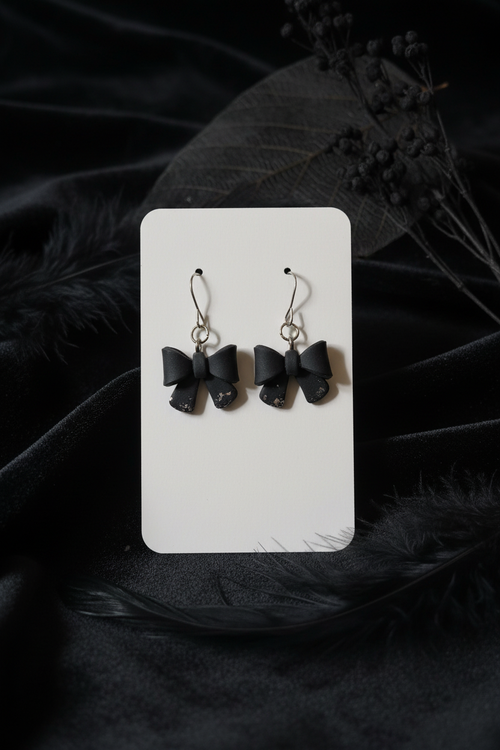 Black Bow Earrings — Grounded Dark Boho