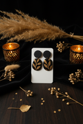 Black & Gold Botanical Earrings — Bold Background