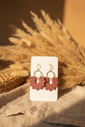Flower Petal Clay Drop Earrings — Mauve