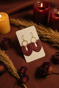 Burgundy U-Shape Earrings — Rich Boho Background
