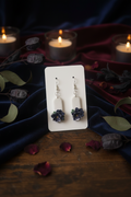 Layered Flower Clay Drop Earrings — Midnight Navy