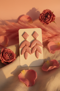 Dusty Pink Leaf Earrings — Romantic Boho Background