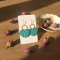 Seashell Clay Drop Earrings — Teal
