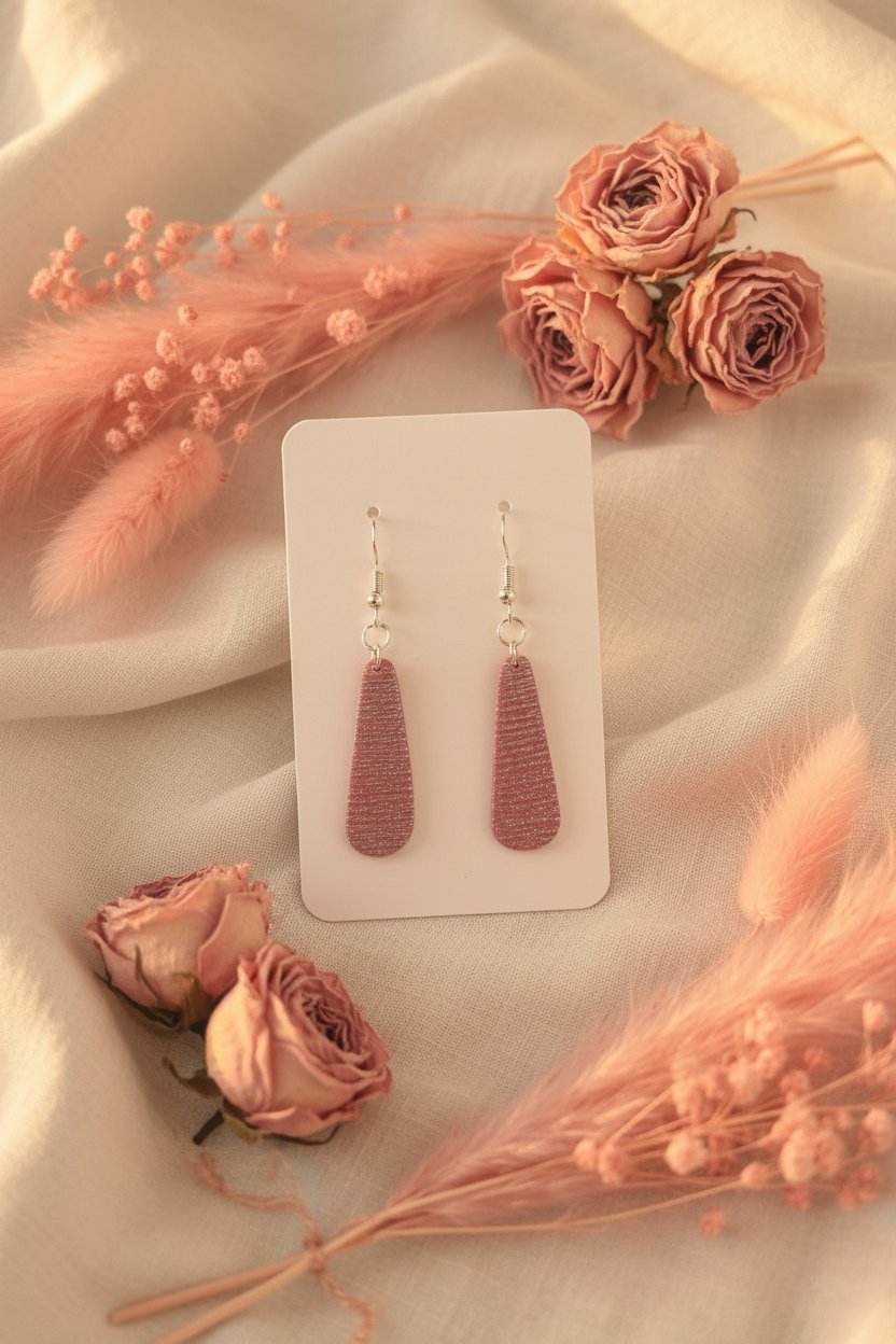 Textured Clay Teardrop Earrings — Rose