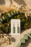 Textured Clay Bar Drop Earrings — Sage