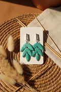 Teal Leaf Earrings — Natural Boho
