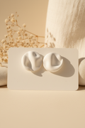 Abstract Swirl Clay Stud Earrings — White