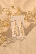White Botanical Earrings — Dreamy Background
